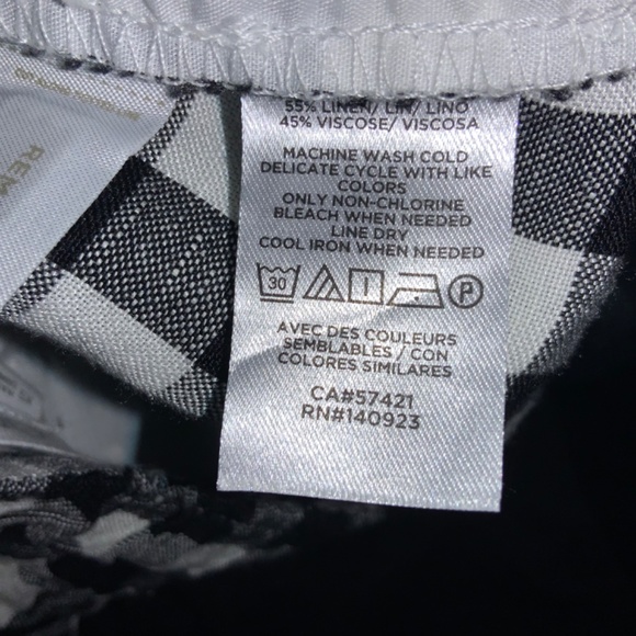 Loft linen blend buffalo check wide leg pants Sz XS flat front self tie New - Picture 11 of 11